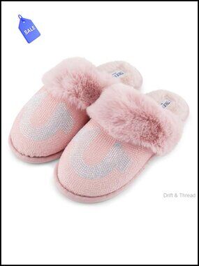 Plush Lined Round Toe Flat House Slippers Cozy Fuzzy Women's Shoes